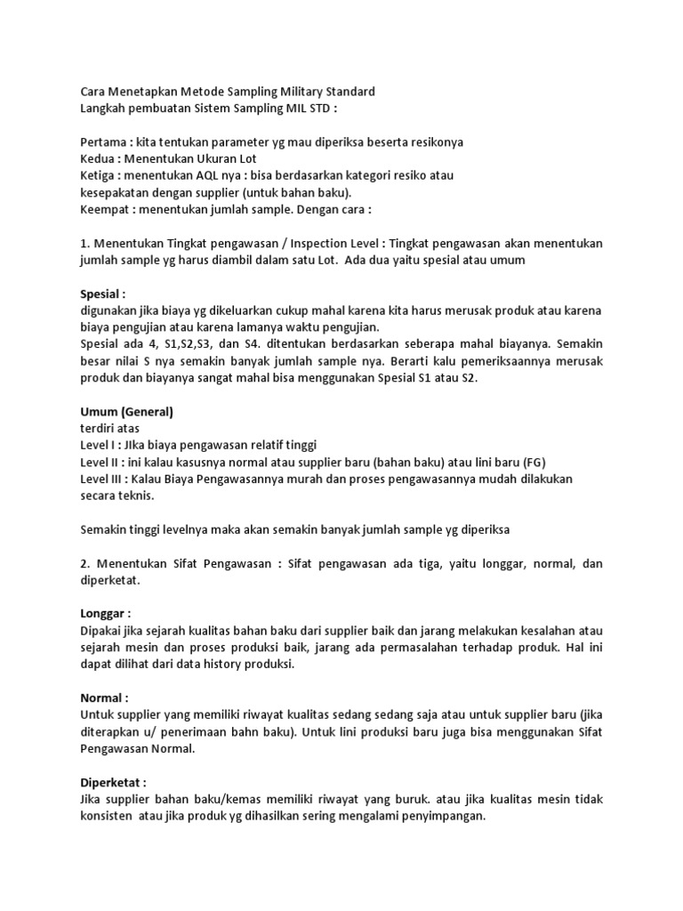 Metode Sampling Standar Militer | PDF