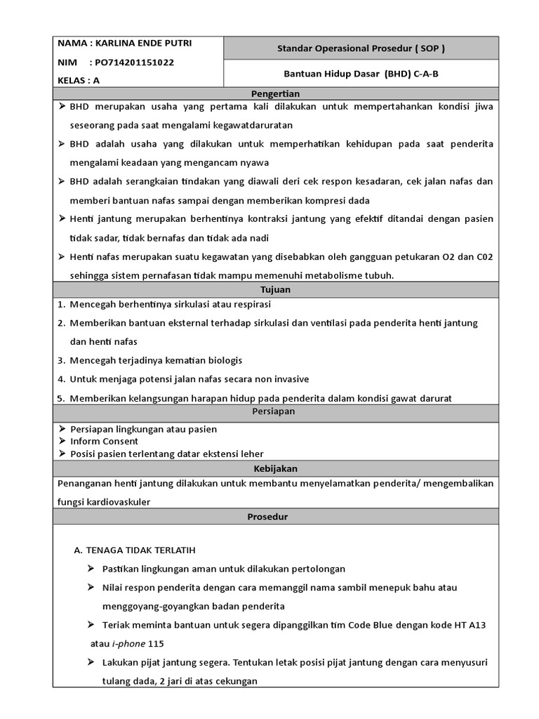 Sop BHD | PDF | Kesehatan Holistik