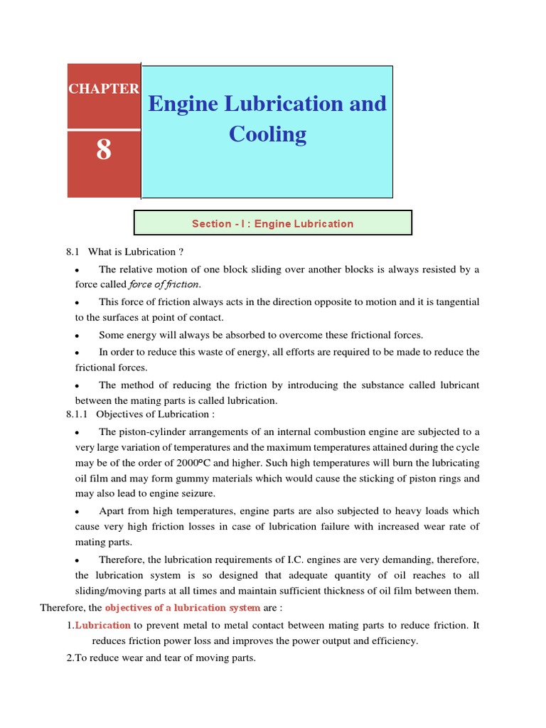 CHAPTER 8 Engine Lubrication and Cooling | PDF | Internal Combustion ...