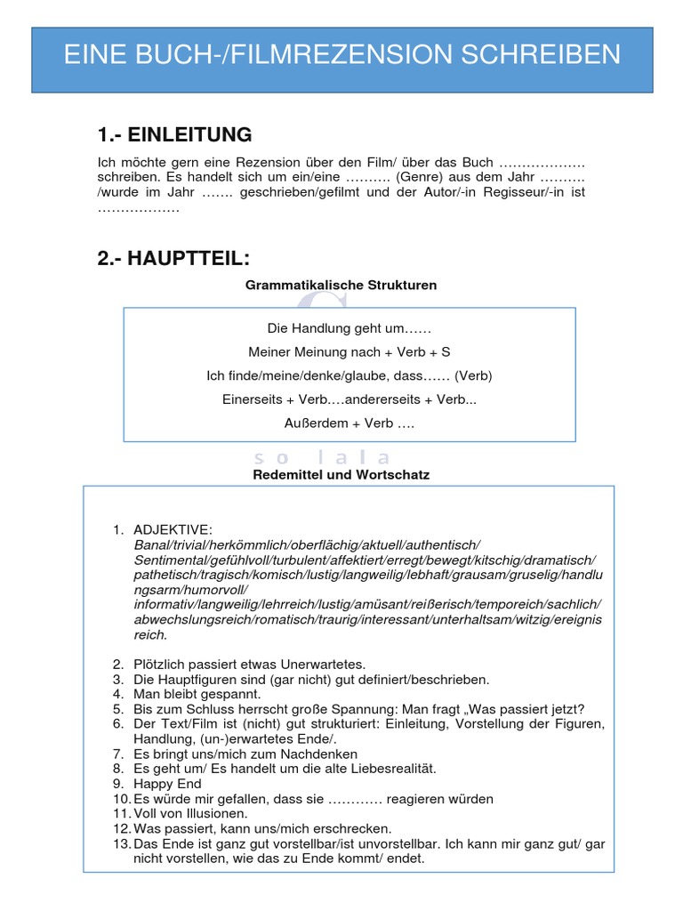 Rezension Schreiben Beispieltext