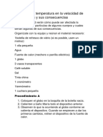 Efectos de La Temperatura en La Velocidad de Las Partículas y Sus Consecuencias