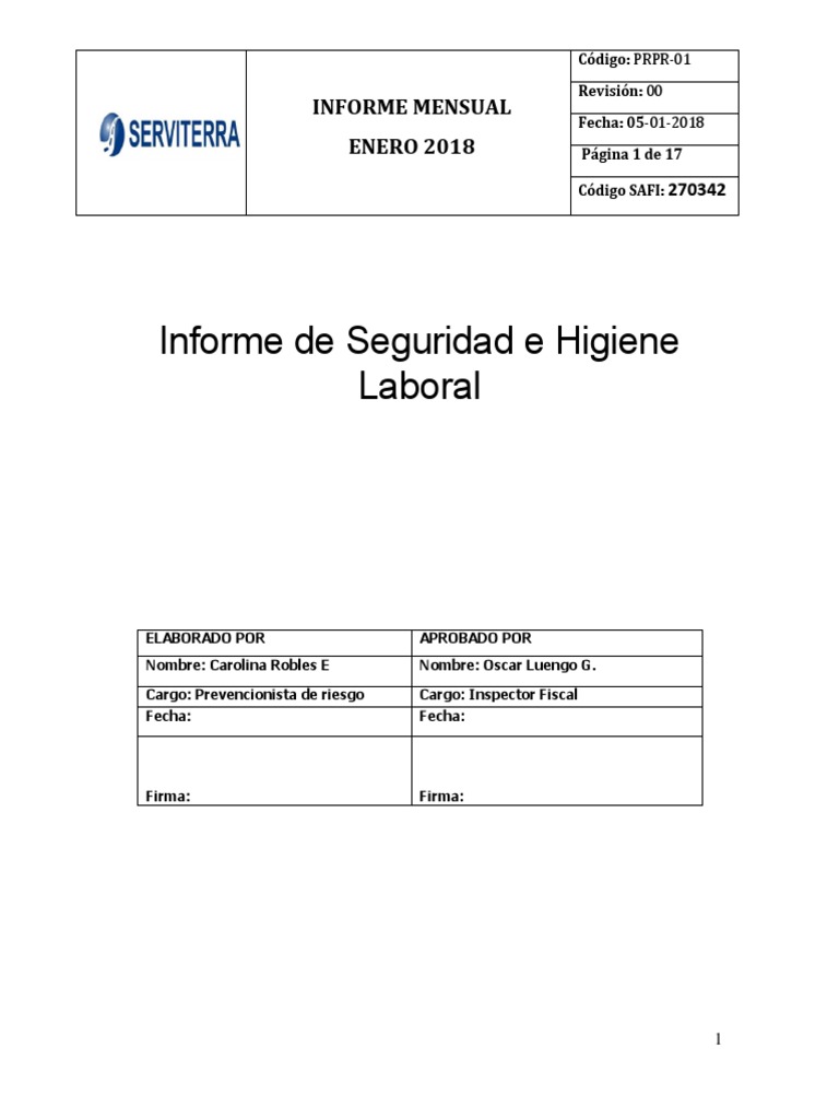 Informe de Seguridad e Higiene Laboral | PDF | Agua | Residuos