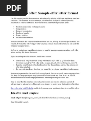 Formal Job Offer