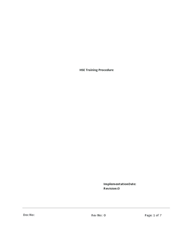 HSE Training Procedure | PDF | Risk Management | Risk Assessment