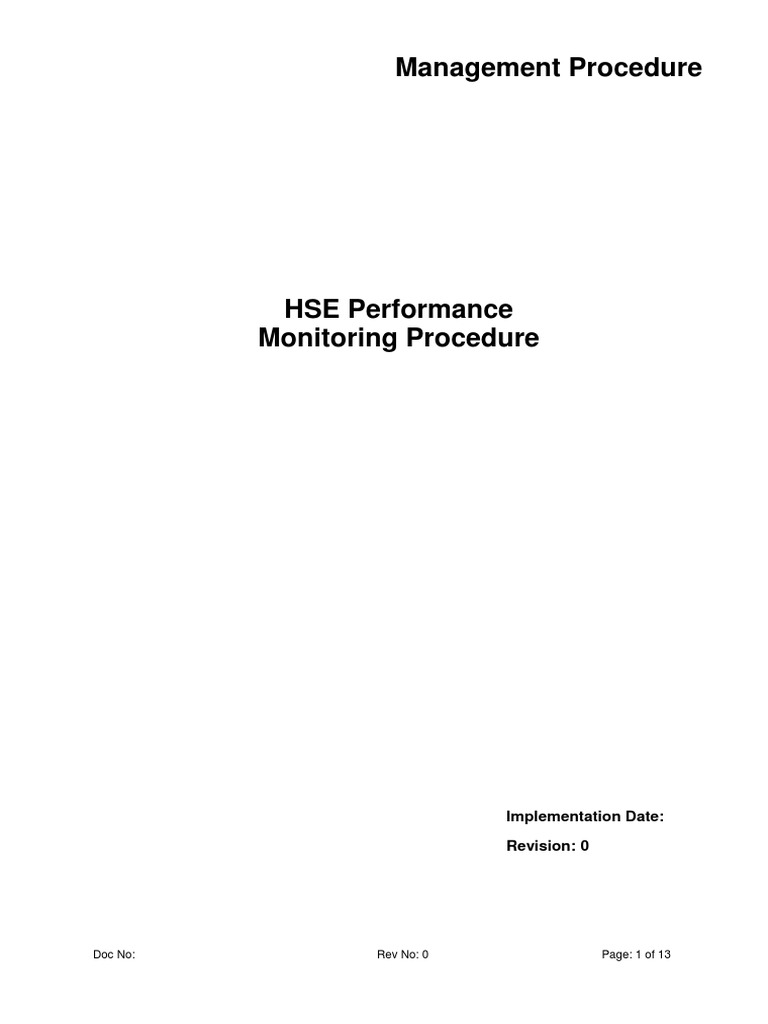 Project HSE Performance Monitoring Procedure PDF Environmental