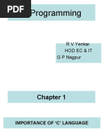 C Programming: R V Yenkar Hod Ec & It G P Nagpur