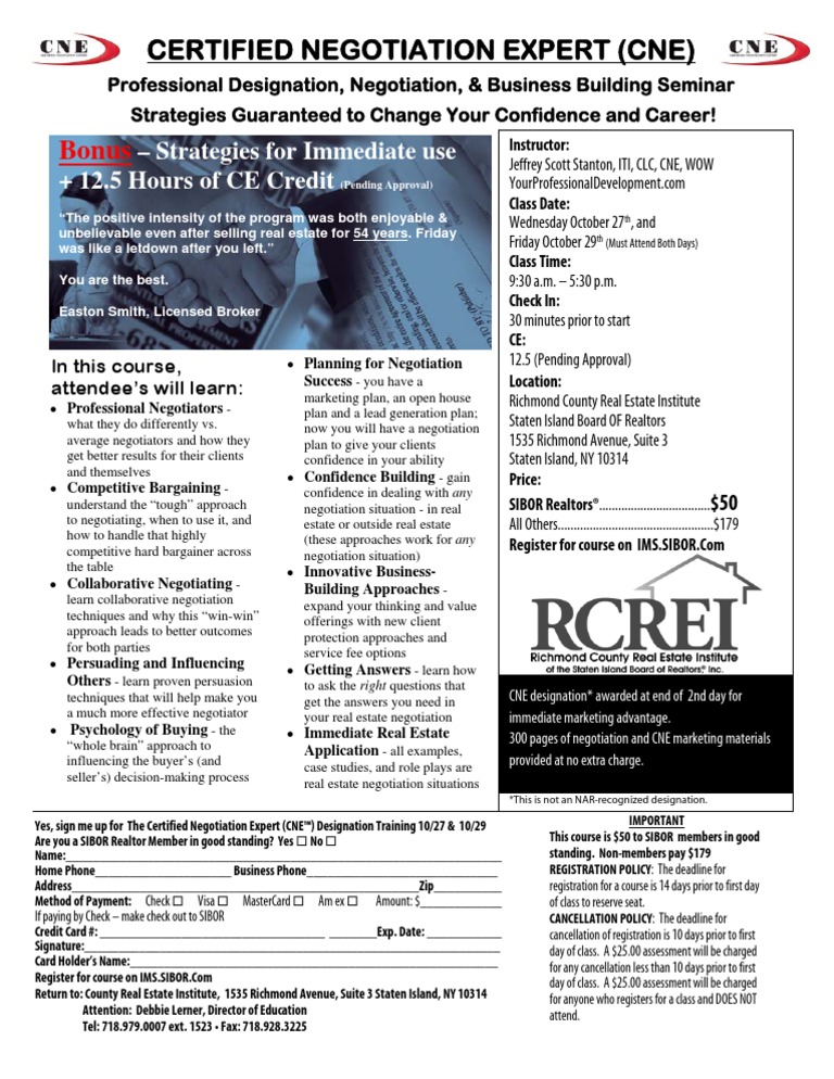 Staten Island Board or REALTORS Presents The Certified Negotiation ...