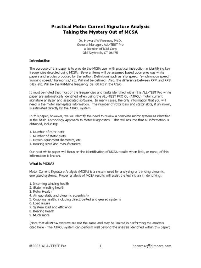 Practical Signature Analysis Electrical Engineering