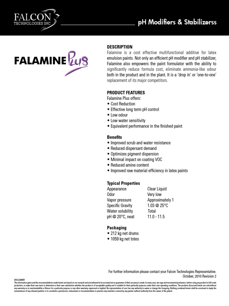 Falamine Plus Technical Suppliment | PDF | Paint | Odor