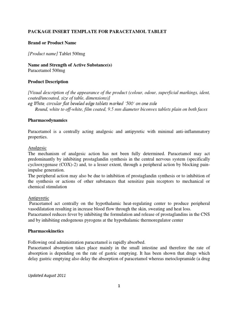 Paracetamol Tablet PDF Analgesic Dose (Biochemistry)