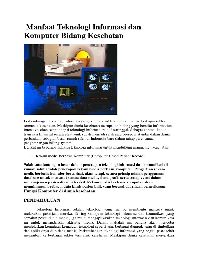 majalah komputer pdf Manfaat Teknologi Informasi Dan Komputer  Bidang Kesehatan