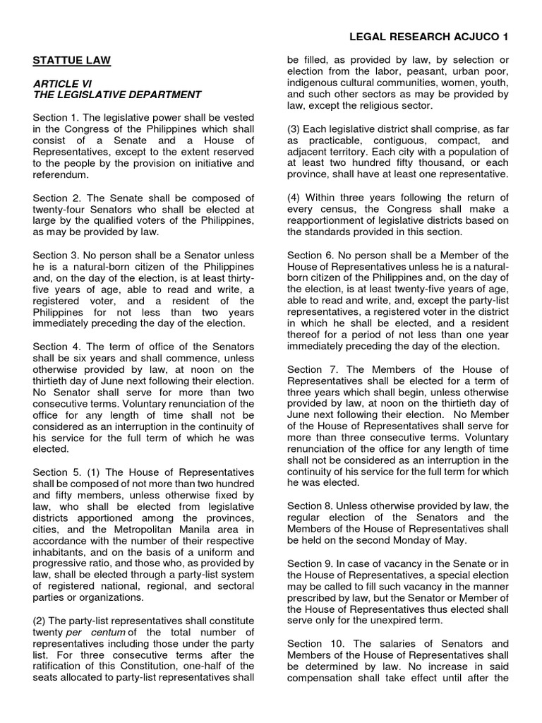 Stattue Law | PDF | Initiative | United States House Of Representatives