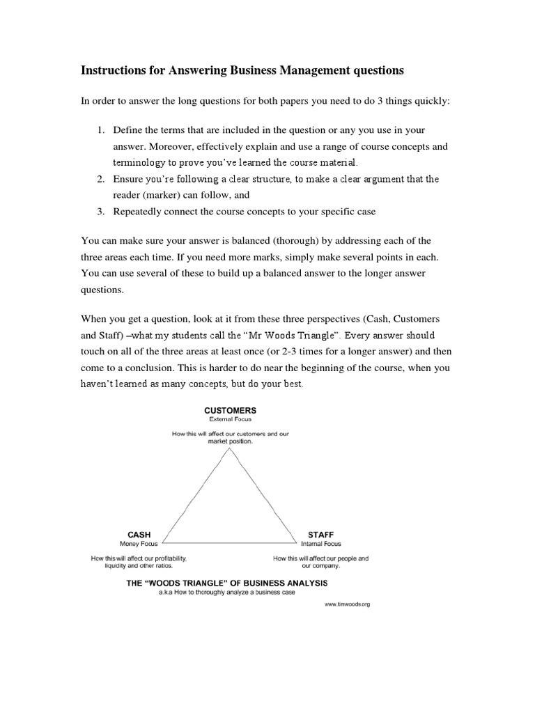 Instructions For Answering Business Management Questions | PDF ...