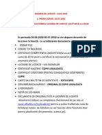 Acte Inscriere licenta Drept 2018 ULBS