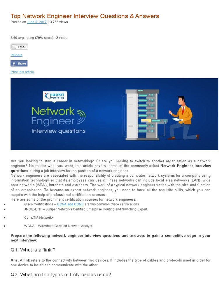 Top Network Engineer Interview Questions & Answers PDF Firewall Computer Network
