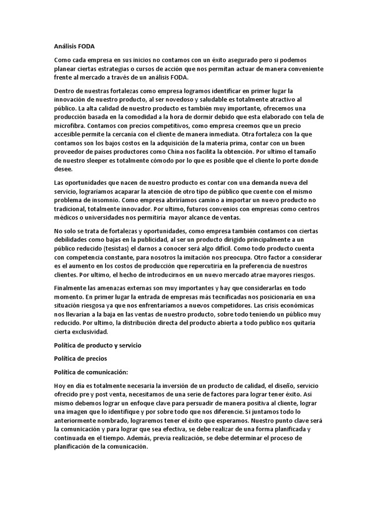 Análisis FODA para Estrategias de Marketing | PDF | Producto (Negocio ...