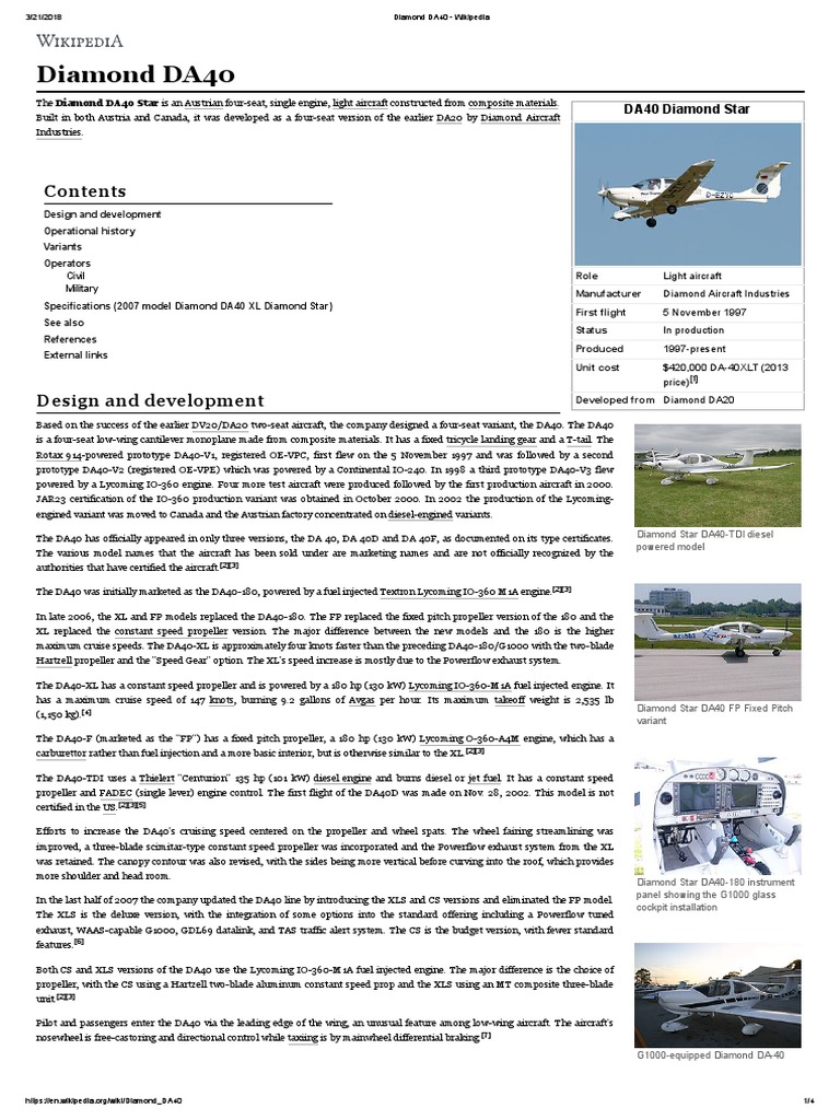 Diamond DA40 | PDF | Aerospace Engineering | Aeronautics