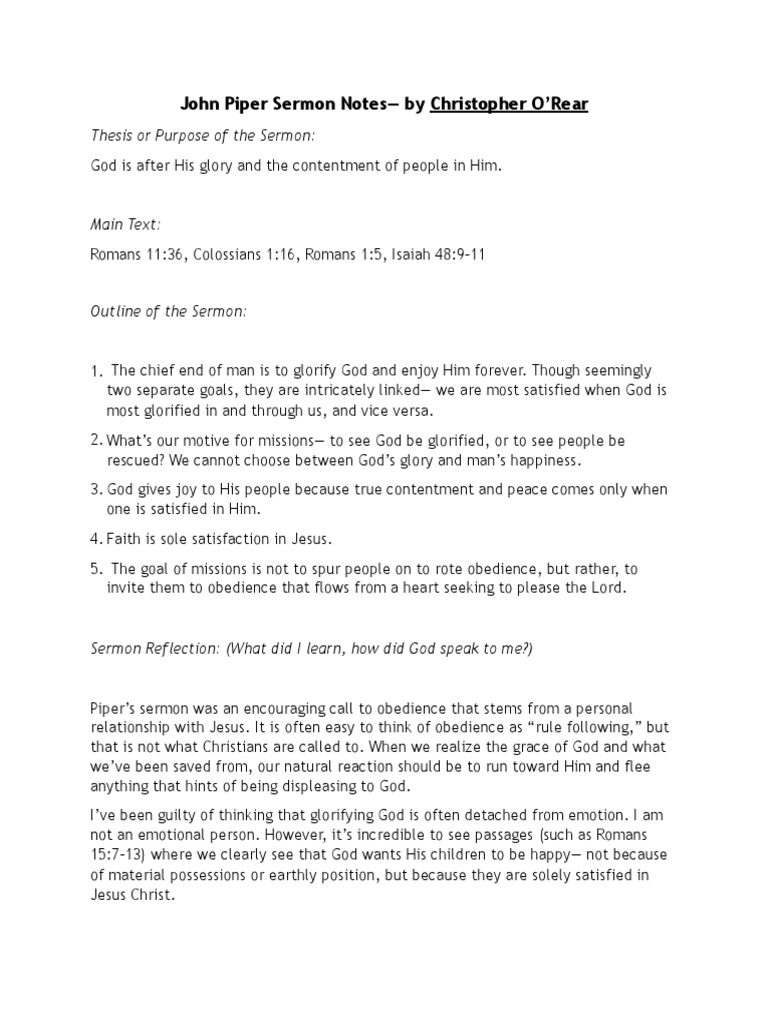 John Piper Sermon Notes