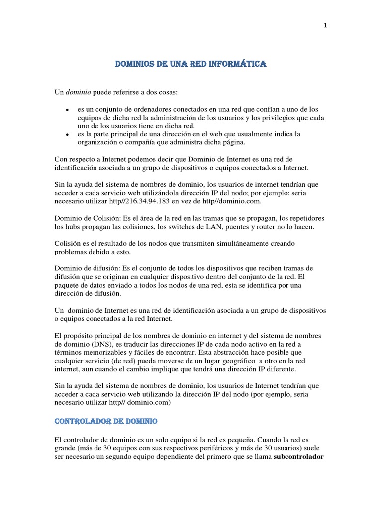 Guía de Dominios y DNS en Redes | PDF | sistema de nombres de dominio ...