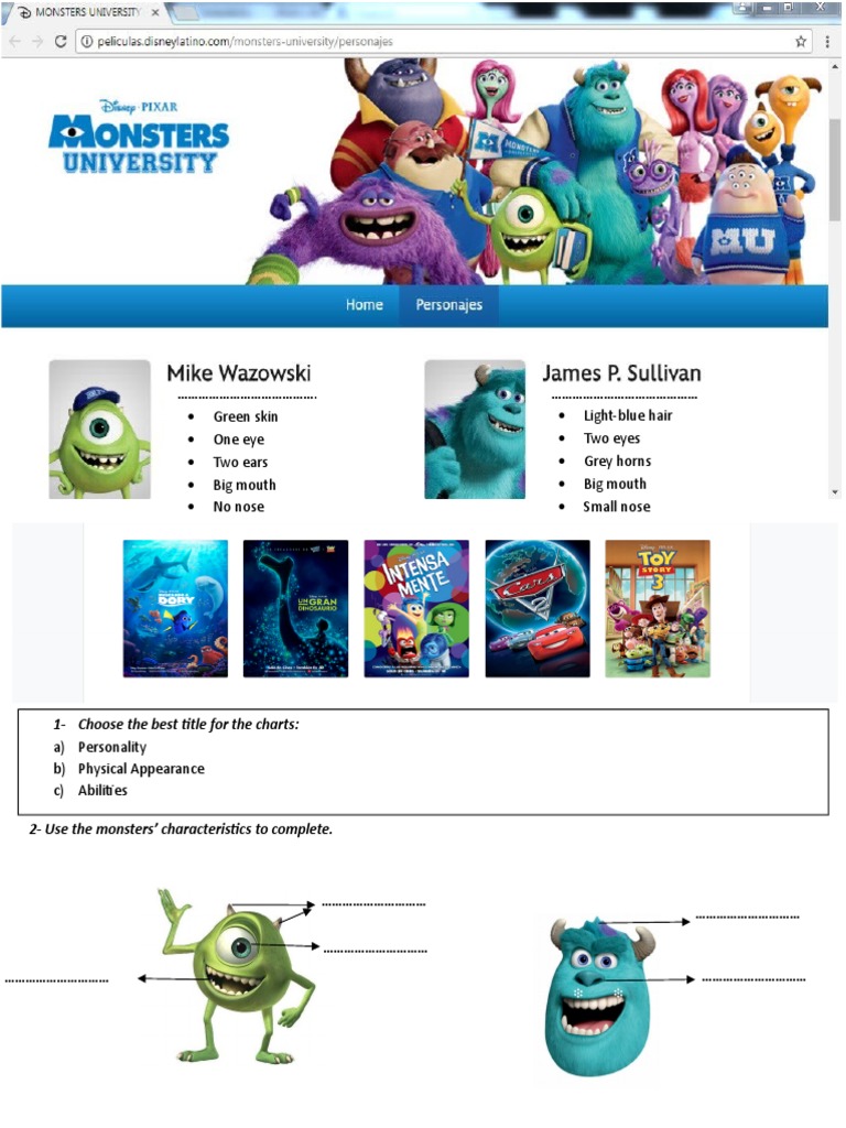 Monster Physical Characteristics Chart | PDF | Games & Activities ...