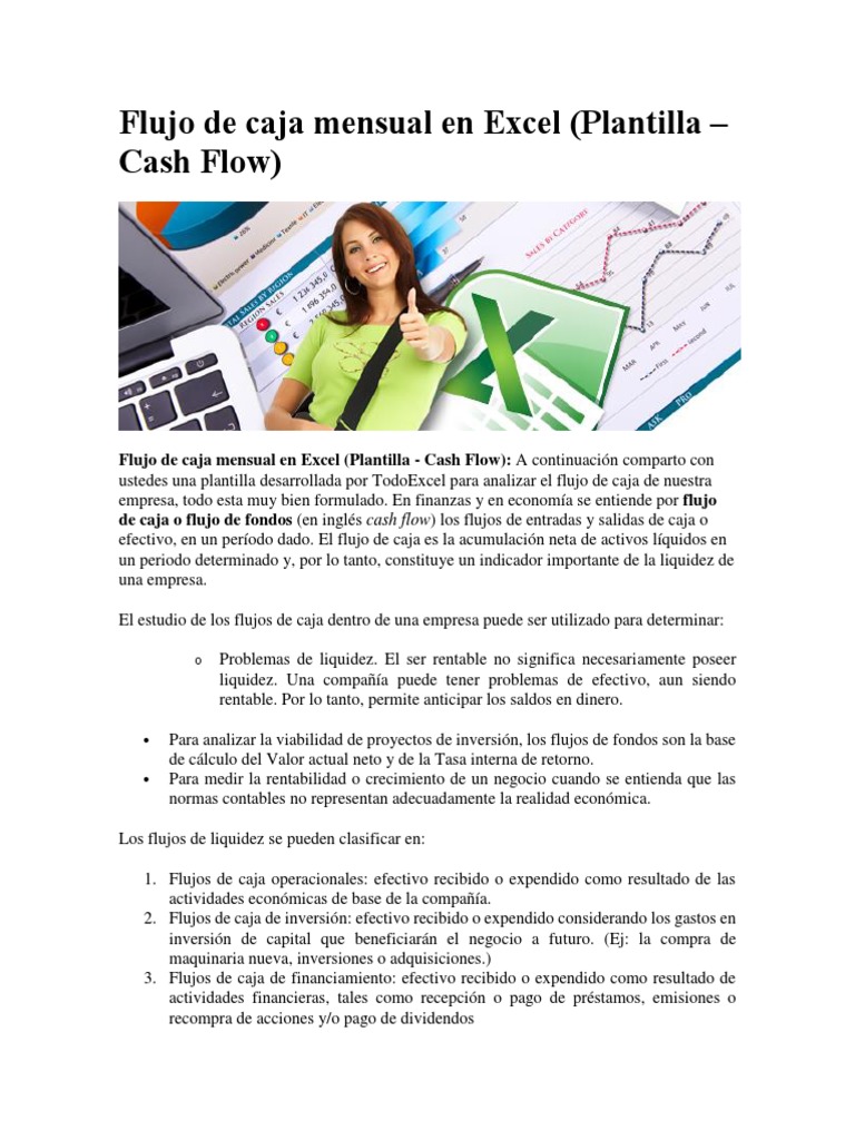 Plantilla Excel de Flujo de Caja Mensual | PDF | Flujo de efectivo ...