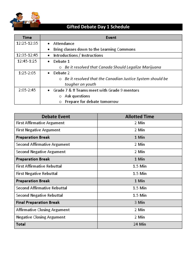 Gifted Debate Day Schedule | PDF | Behavior Modification | Public Sphere