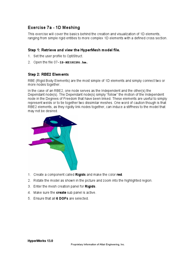 1d Meshing Optistruct Hypermesh | PDF | Beam (Structure) | Screw