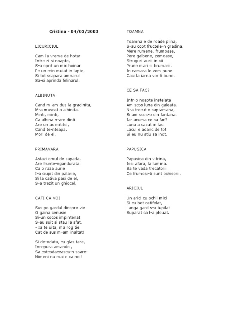 poezii copii