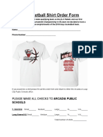 Basketball Shirt Order Form