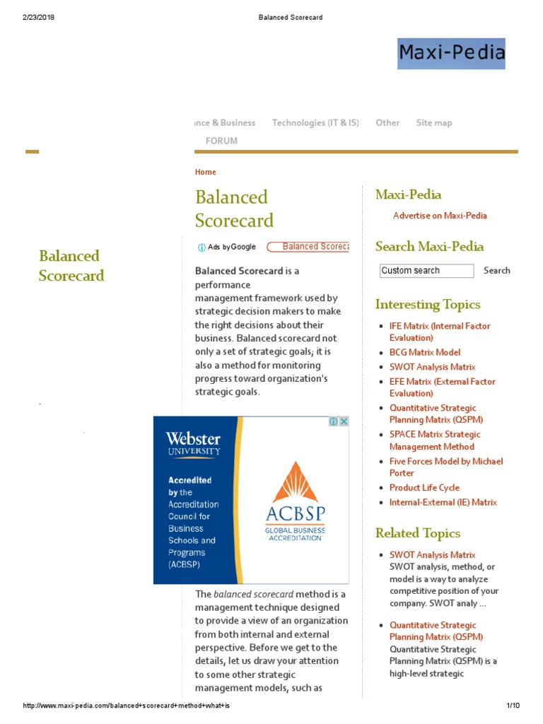 Balanced Scorecard PDF | PDF | Strategic Planning | Thin Film ...