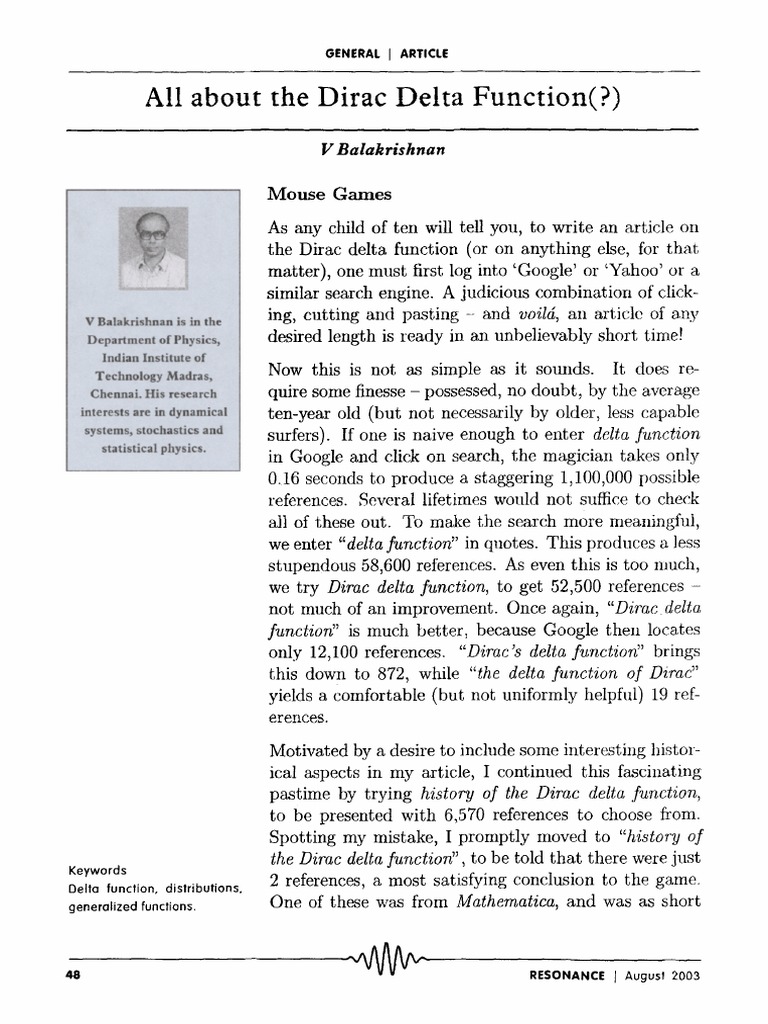 All About The Dirac Delta Function (?) : Voild | PDF | Distribution ...