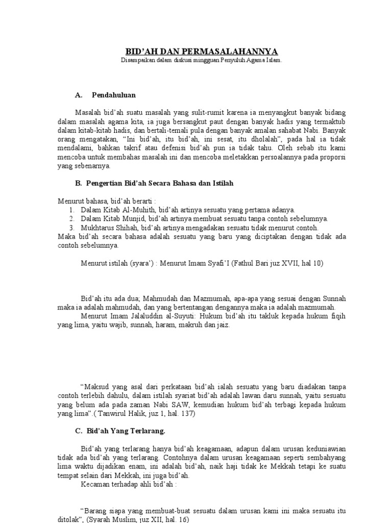 Bid Ah Dan Permasalahannya Pdf
