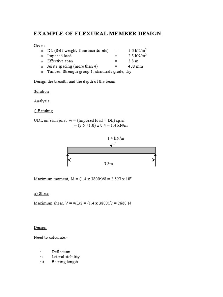 Timber Beam Flexural Member Design | PDF | Bending | Beam (Structure)