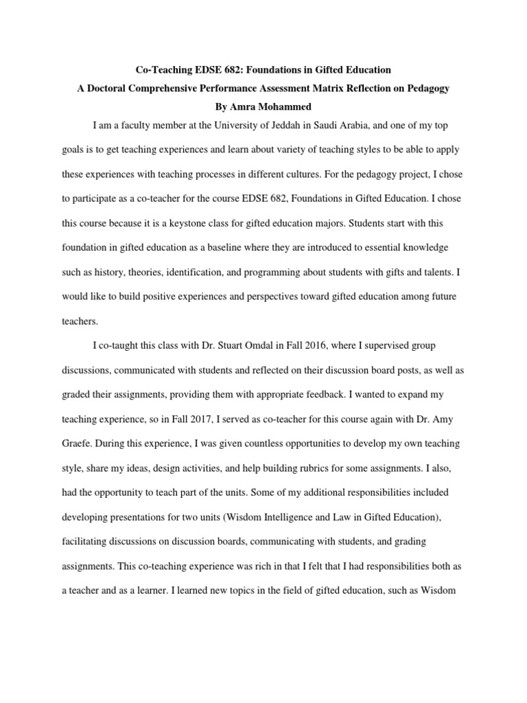 Self-Reflection Pedagogy | PDF | Gifted Education | Intellectual Giftedness