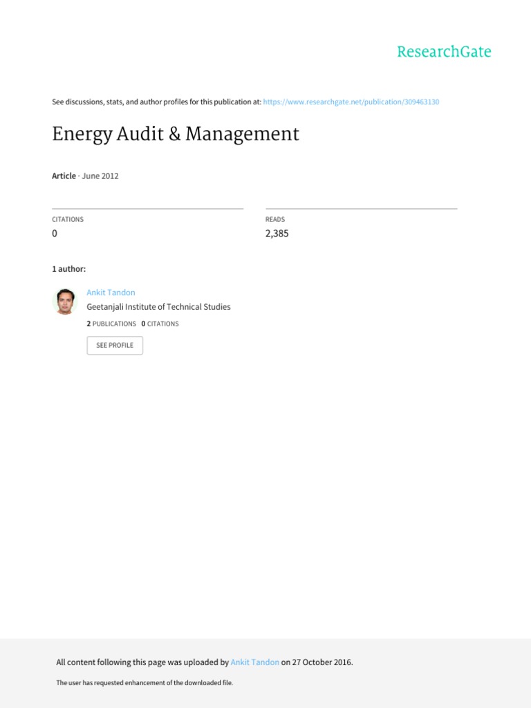 Energy Audit and Management | PDF | Energy Management | Audit