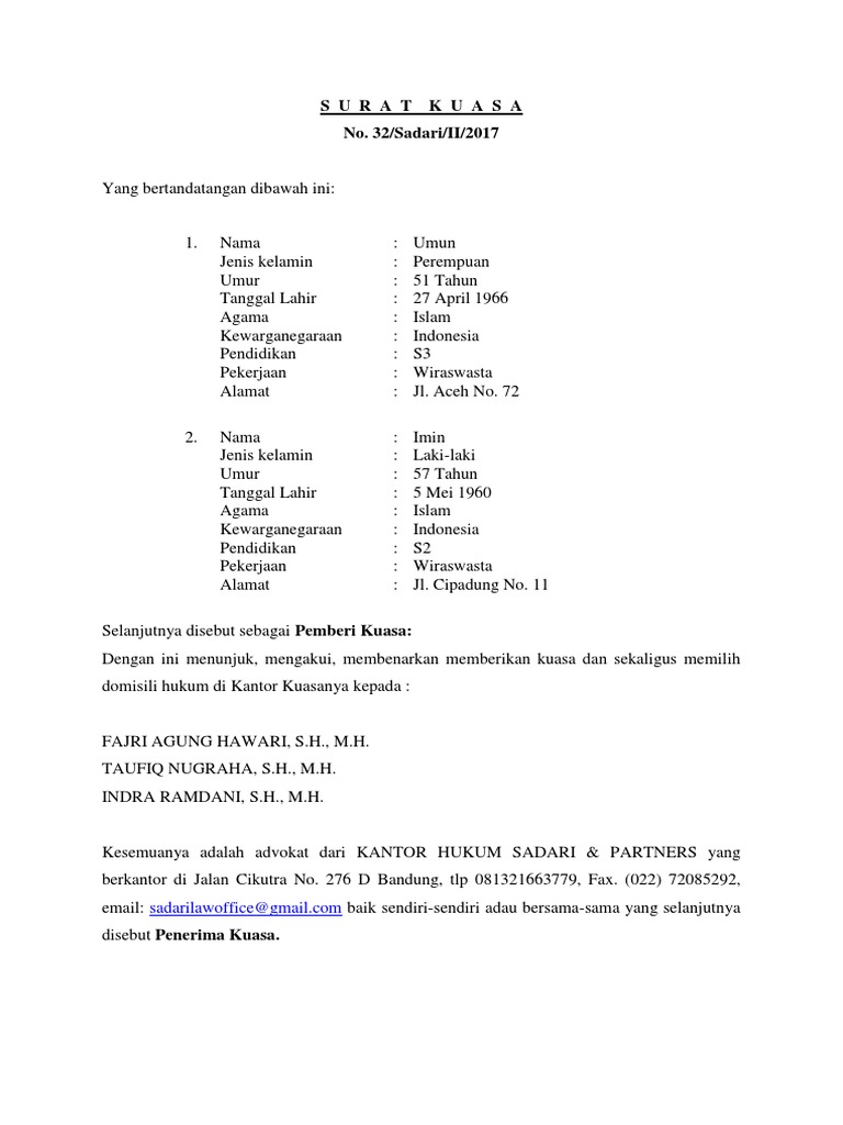 Surat Kuasa Mk