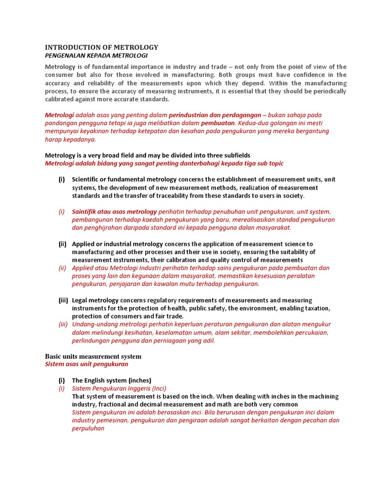 Introduction Of Metrology Pdf Engineering Tolerance Scientific Observation