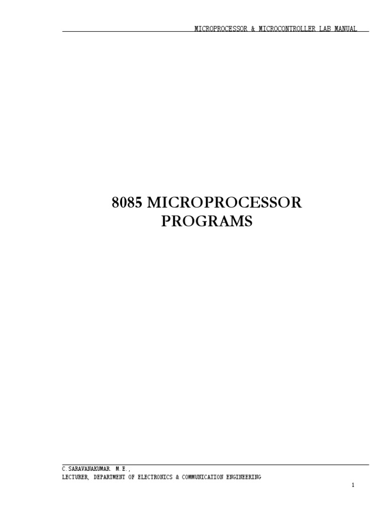 8085 Microprocessor Programs: Microprocessor & Microcontroller Lab ...