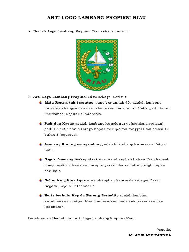 Makna Logo Lambang Provinsi Riau | PDF | Kajian Bahasa Asing | Agama ...