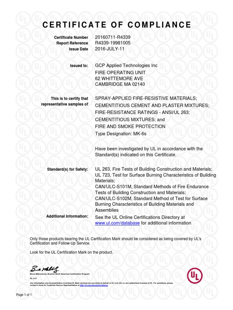 UL Certificate of Compliance MK6s 05-02-16 | PDF | Economic Sectors ...