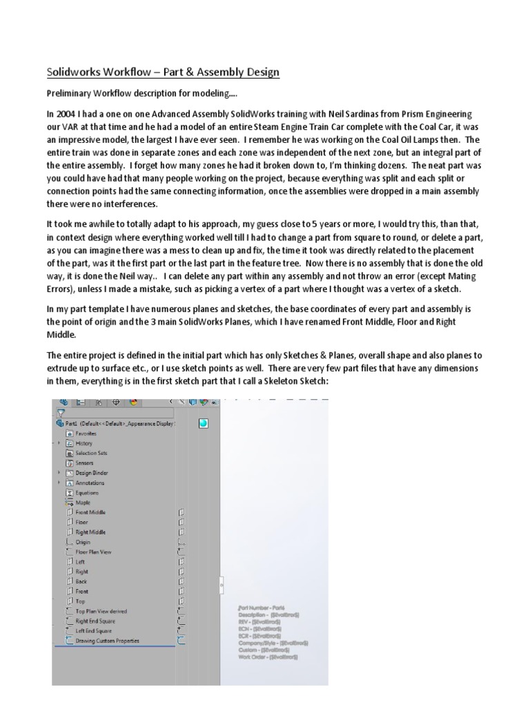 SolidWorks Skeleton Sketch Workflow | PDF | Extrusion | Workflow