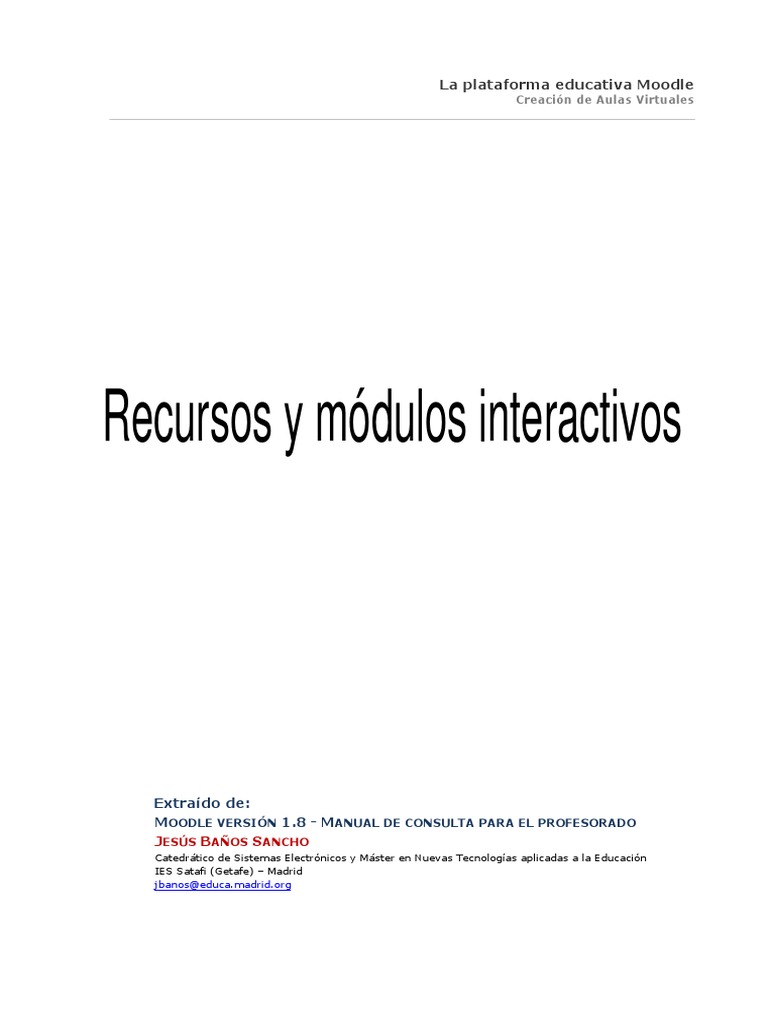 Recursos y Módulos Interactivos | PDF | Moodle | Cuestionario