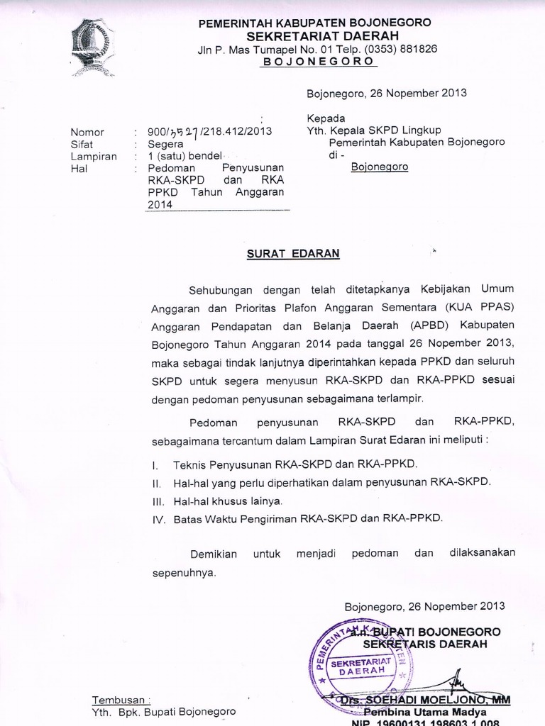 Surat Edaran Pedoman Penyusunan RKA SKPD PPKD 2014 Pedoman Penyusunan ...