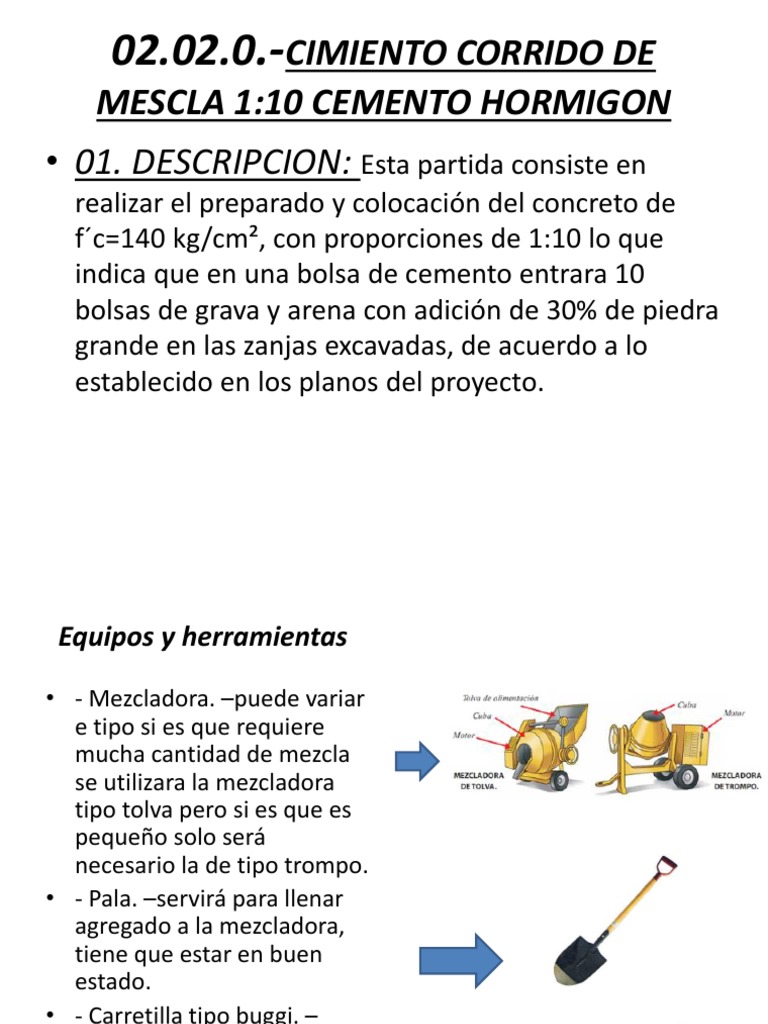 Dosificación y Ejecución de Cimiento Corrido | PDF | Cemento ...