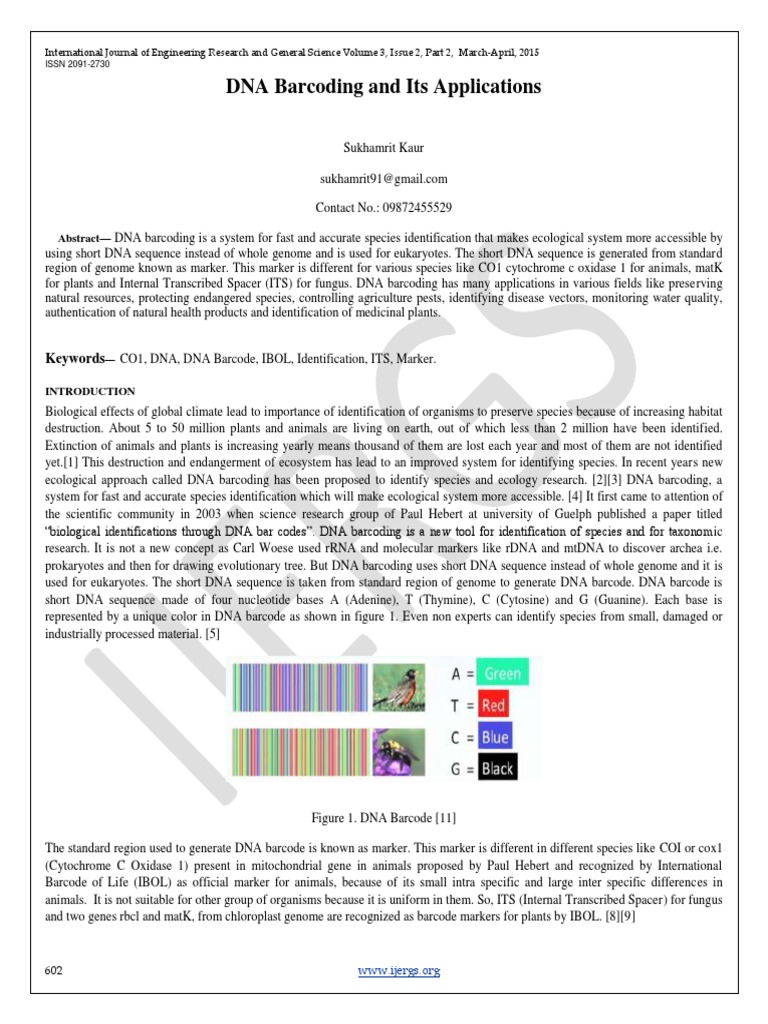DNA Barcoding and Its Applications: Keywords | PDF | Life Sciences ...