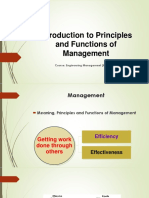 Introduction To Principles and Functions of Management: Course: Engineering Management (MEM 6323)