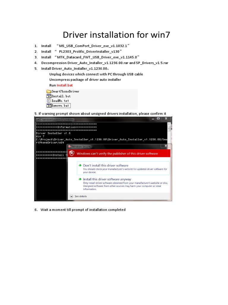 Windows 7 Driver Installation Guide | PDF