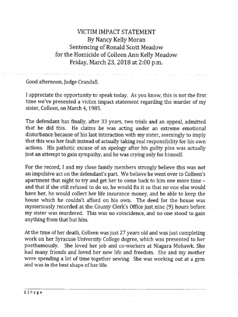 Victim Impact Statement | PDF