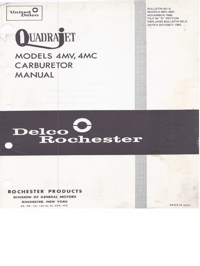 Rochester Quadrajet Carburetor PDF Vehicle Parts Components