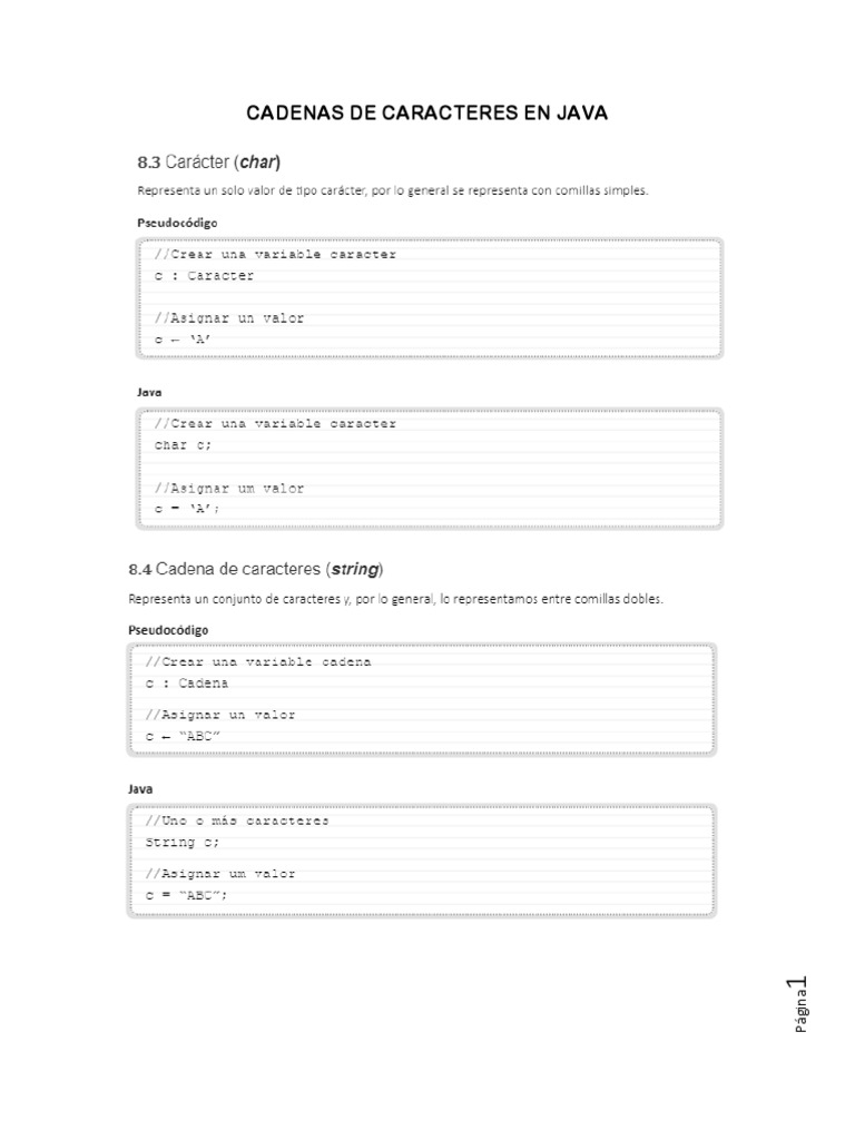 Cadenas de Caracteres en Java | PDF